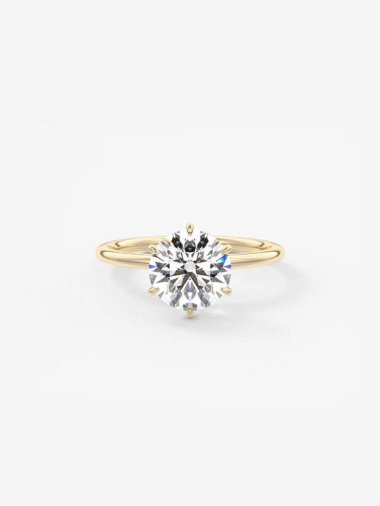 Unbranded Jewelry - Round Diamond Yellow Gold 6-Prong Engagement Ring Lab Grown